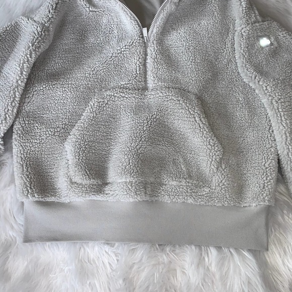 ALO Yoga Streetside Half Zip Sherpa Teddy Fleece Hoodie Half Zip Jacket - Picture 7 of 11